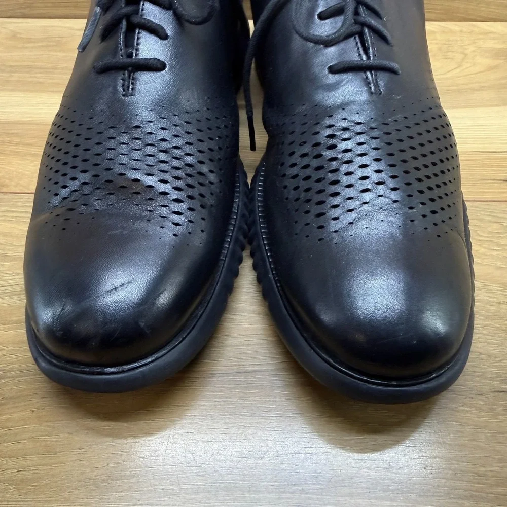 Cole Haan Zero Grand Perforated Laser Cut Oxford 12 M Black Leather Casual Walk